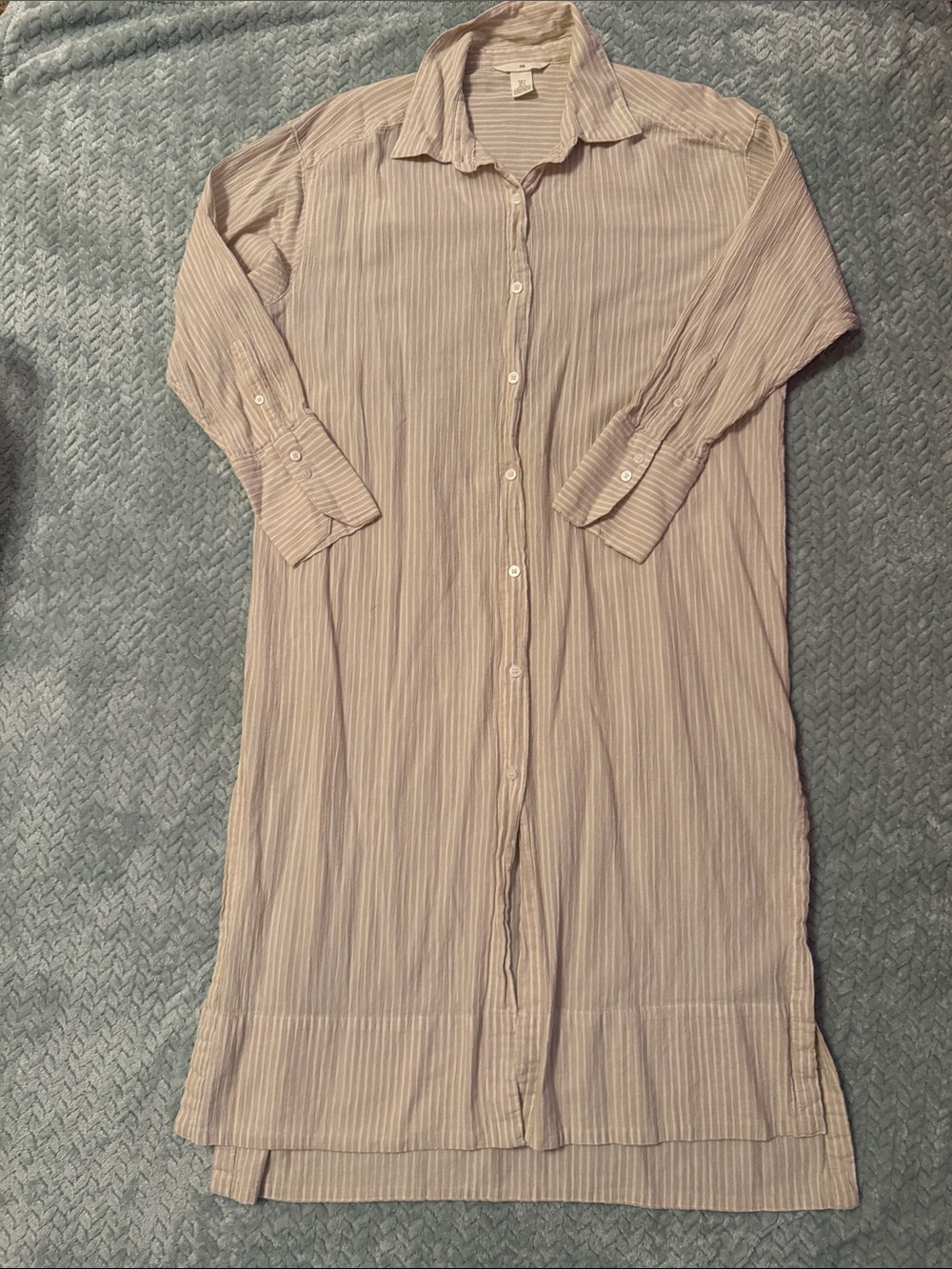 H&M Light Pink Striped Maxi Shirt Dress